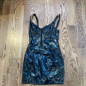 Black mini latex dress